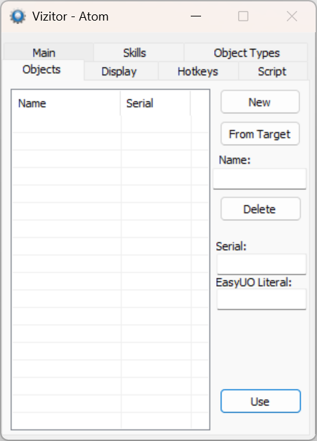 Atom — Objects tab